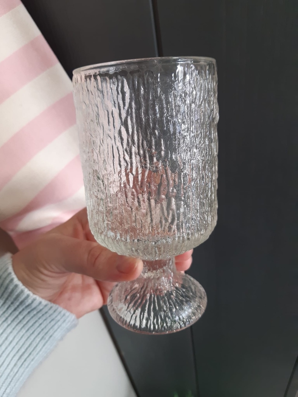 Vintage Scandinavian Ice Bark Glass Goblets - Set of 4
